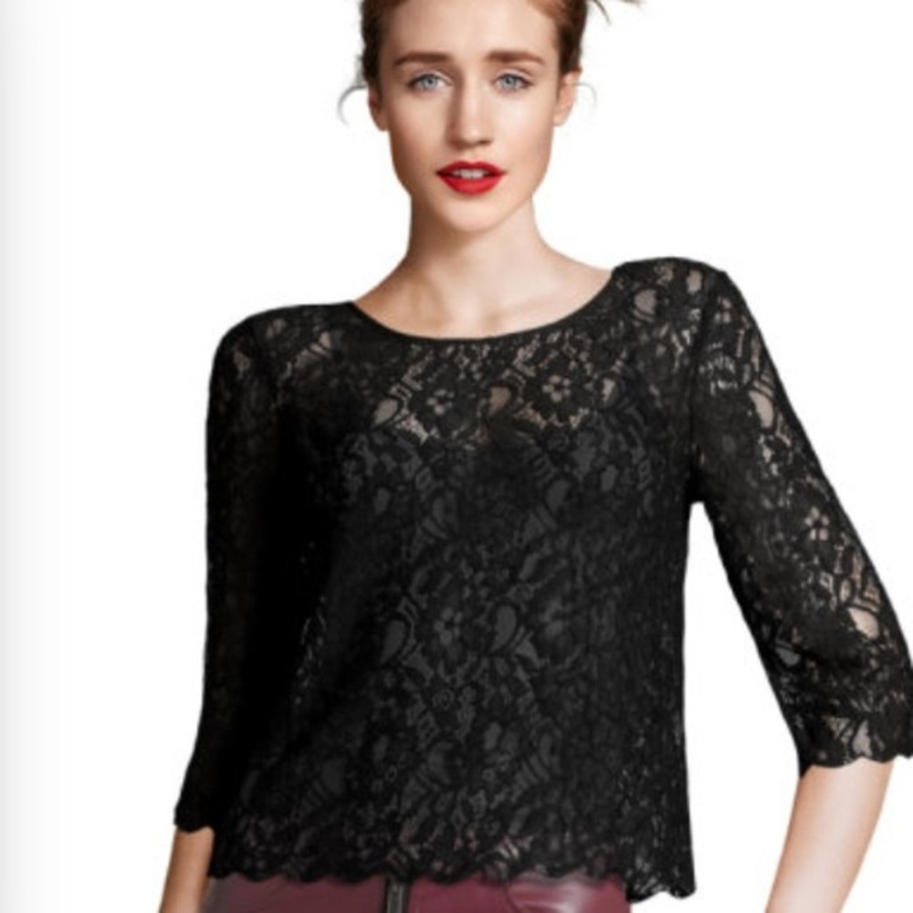 NWOT- Lacy top with 3/4 sleeve black
